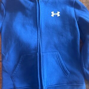 Under Armour Kids Royal Blue Full-Zip Hoodie with White Logo